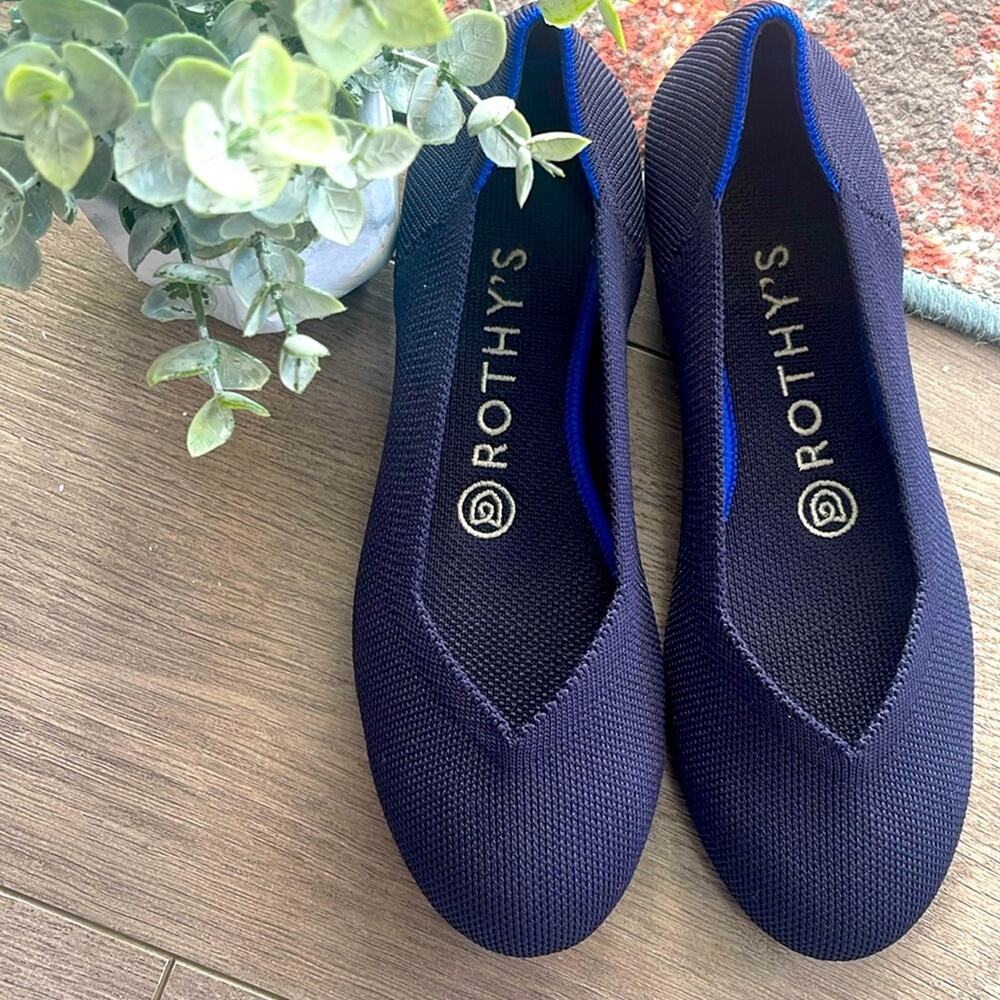rothys round toe navy blue size 6 woman flat shoes